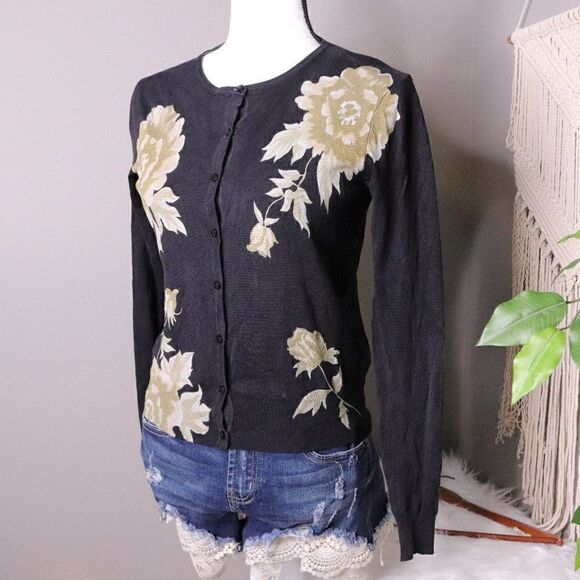 Vintage | Floral Silk Button Up Cardigan Small - Picture 1 of 6